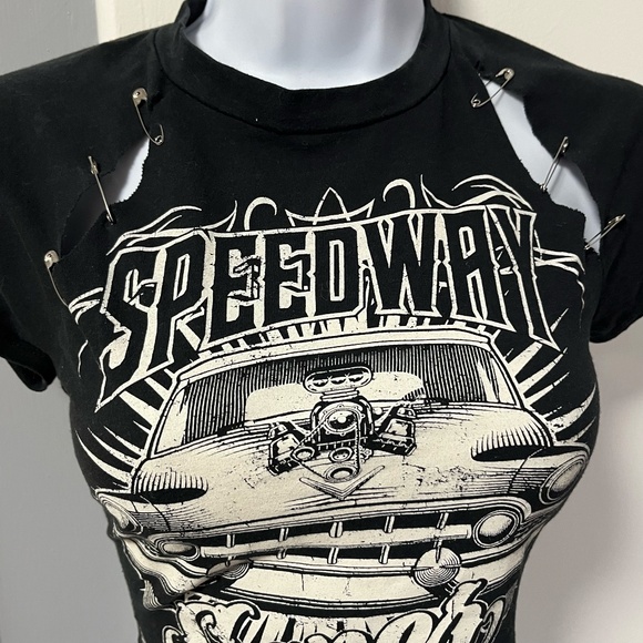 Black Graphic Top with Safety Pins - Picture 7 of 8